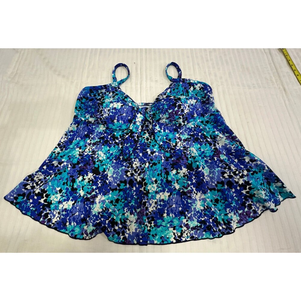 MAXINE OF HOLLYWOOD WOMENS WIRE FREE SWIM TANKINI TOP SIZE 24W